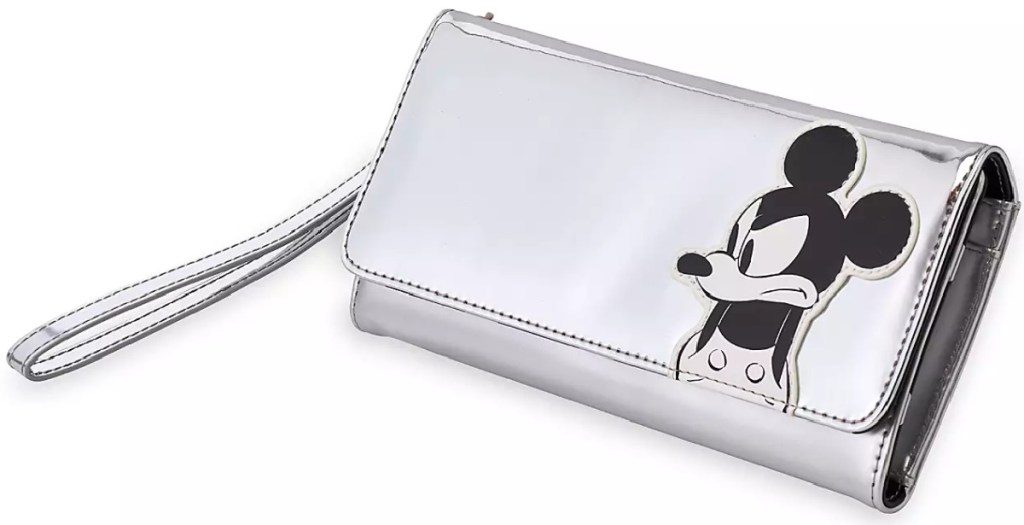 disney mickey mouse gray silver wallet