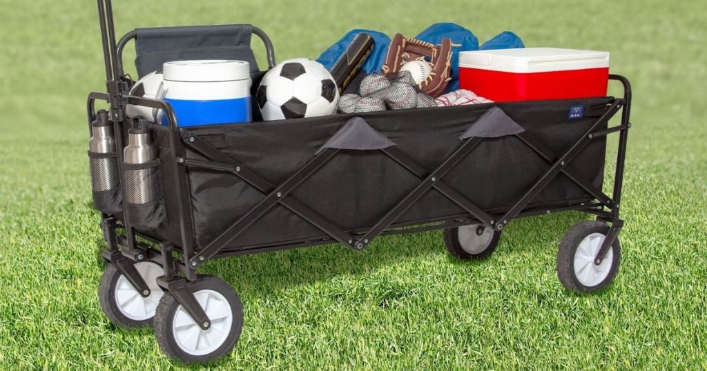 wagon with sports equipment in it