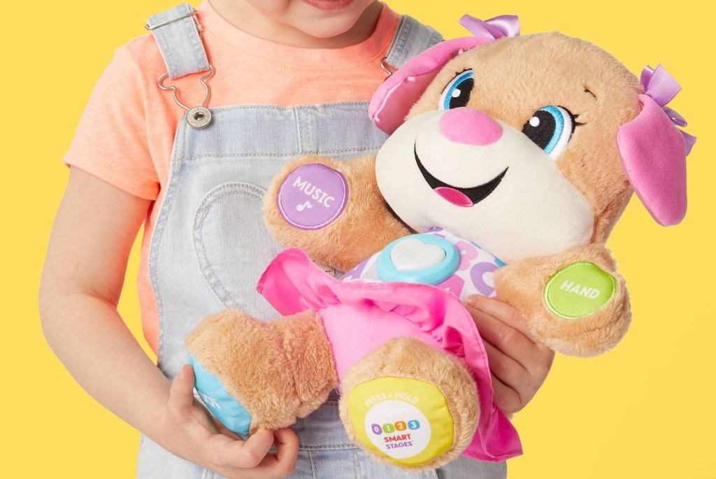 girl holding a toy dog
