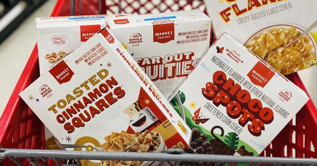 cart filled with cereal