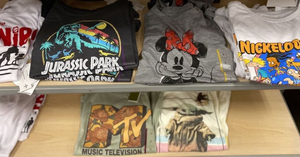 Target Women's Graphic Tees on shelf in store