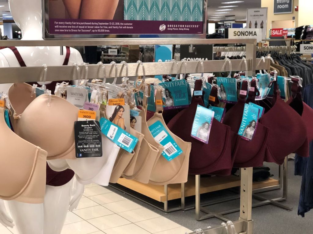 Vanity Fair Bras on a rack at Kohl's