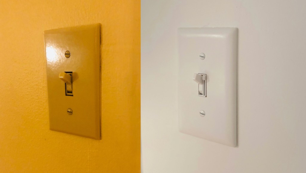 yellow and white light switches side by side