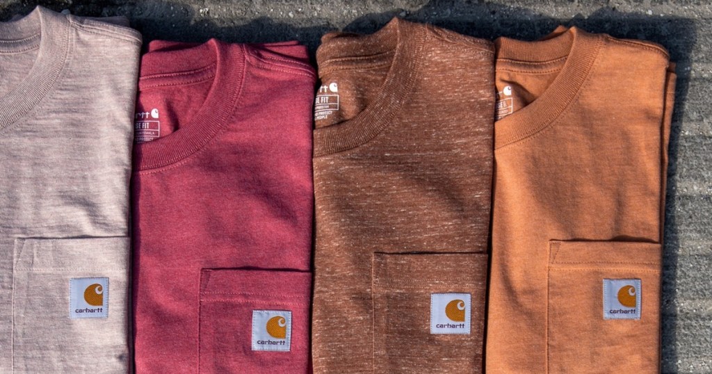 4 folded Carhartt T-shirts