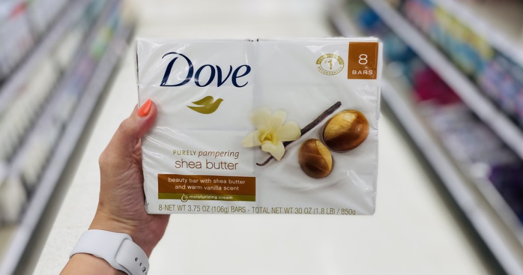 dove soap multi pack in hand in store aisle