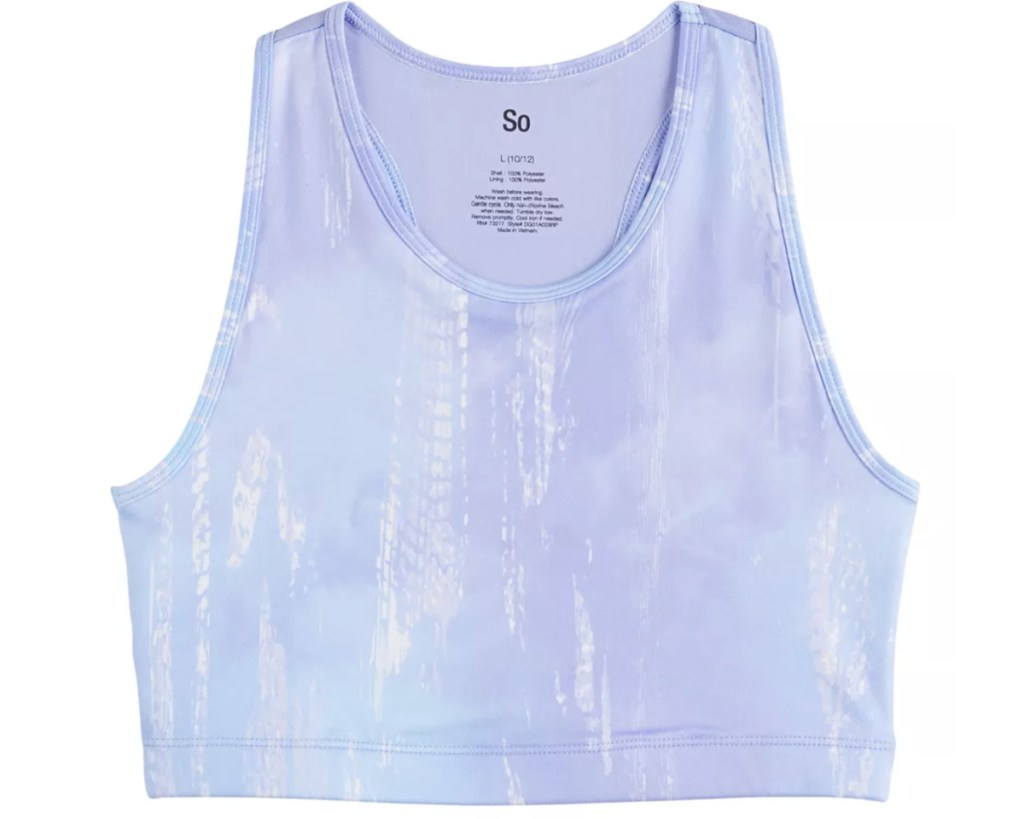 girls bralette purple tie dye