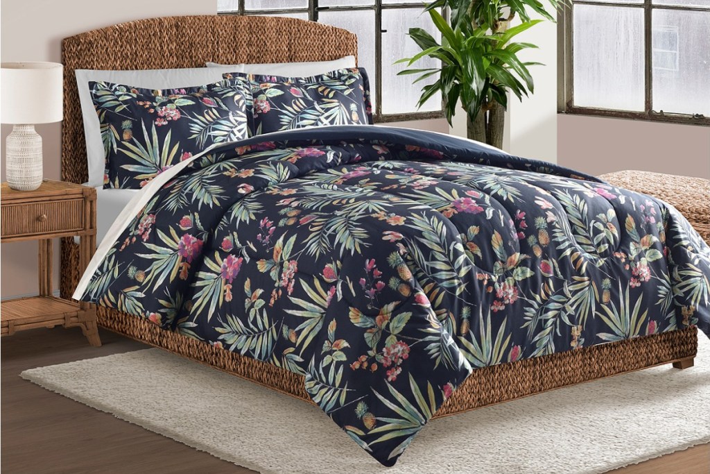 navy tropical bedding set