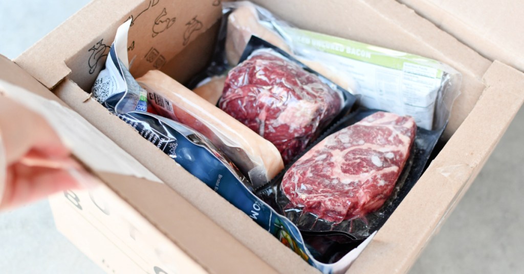 various meats inside a butcher box