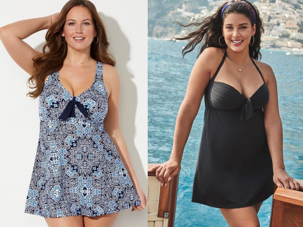 women wearing swim dresses