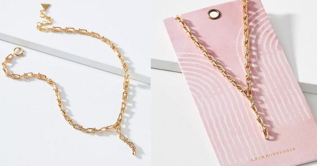 2 views of Anthropologie Jules Lariat Necklace