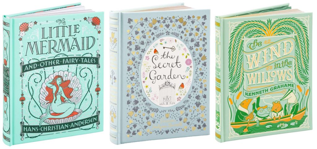 covers for the little mermaid, the secret garden, and the wind in the willows books