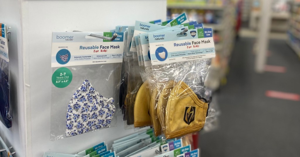 face masks on racks 