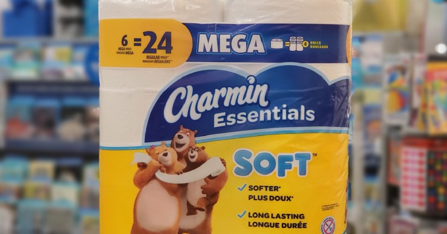 yellow and clear toilet paper