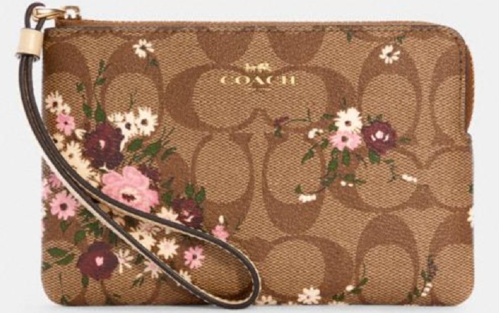 coach signature floral canvas wristlet