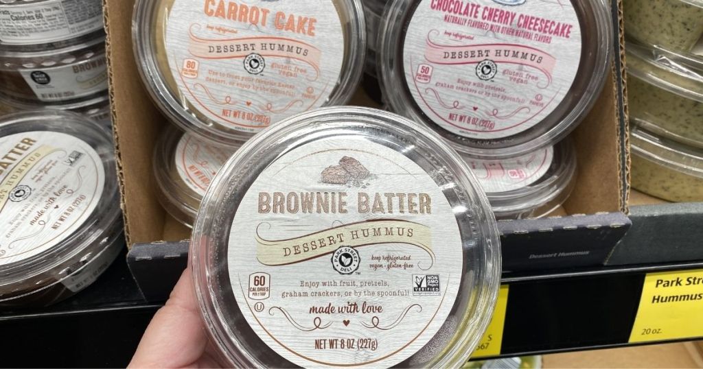 hand holding Dessert Hummus at ALDI