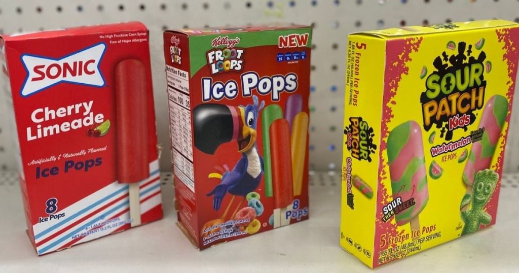 3 Dollar Tree Ice Pops on DT shelf