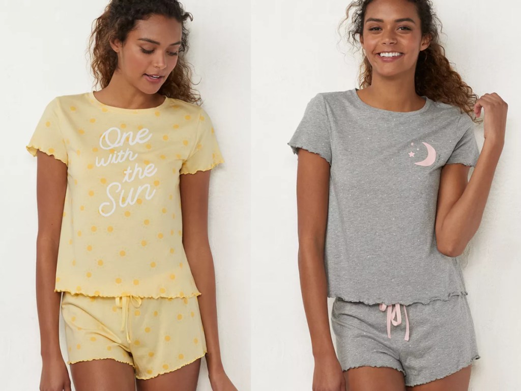 2 women wearing LC Lauren conrad pj sets