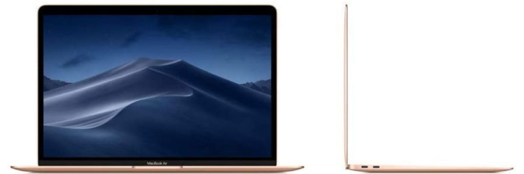 front and side view of MacBook Air 13.3" Gold 