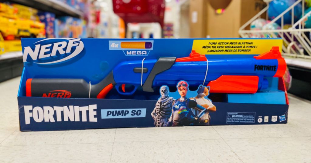 blue toy gun in aisle 