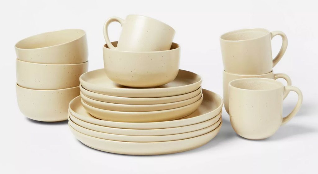 16 piece speckled stoneware dinnerware set