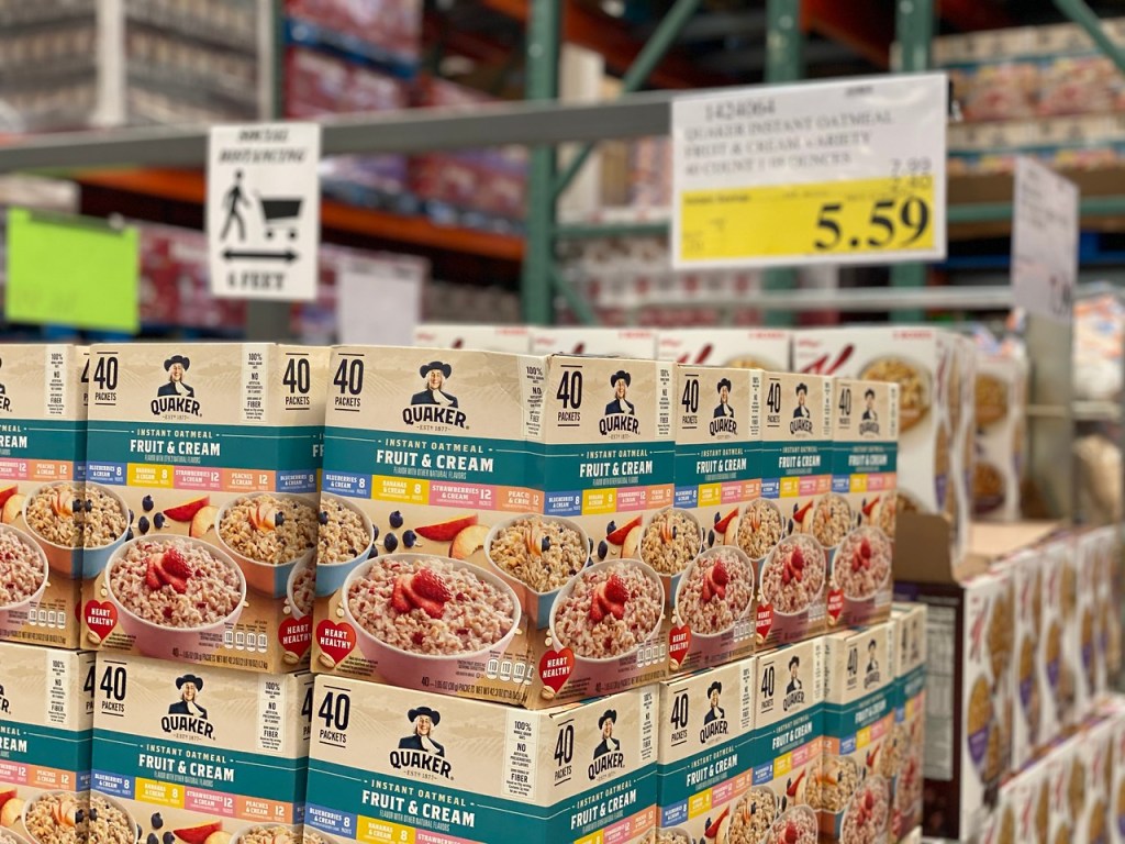 Quaker Fruit Cream Oatmeal 40 pack in Costco warehouse