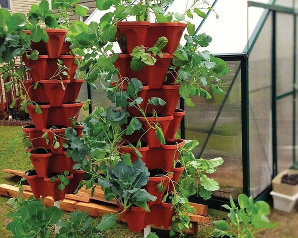 2 Smart Spring 18" Terra Cotta Stackable Planters