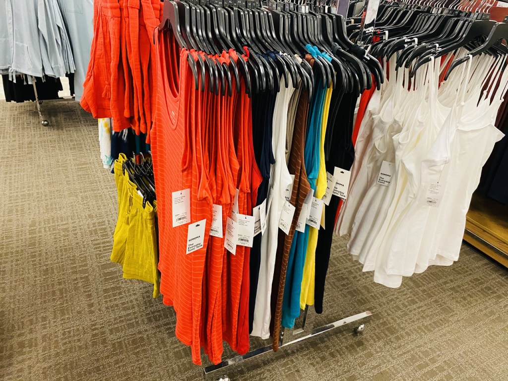 Sonoma Tanks and Camis on shopping rack at store