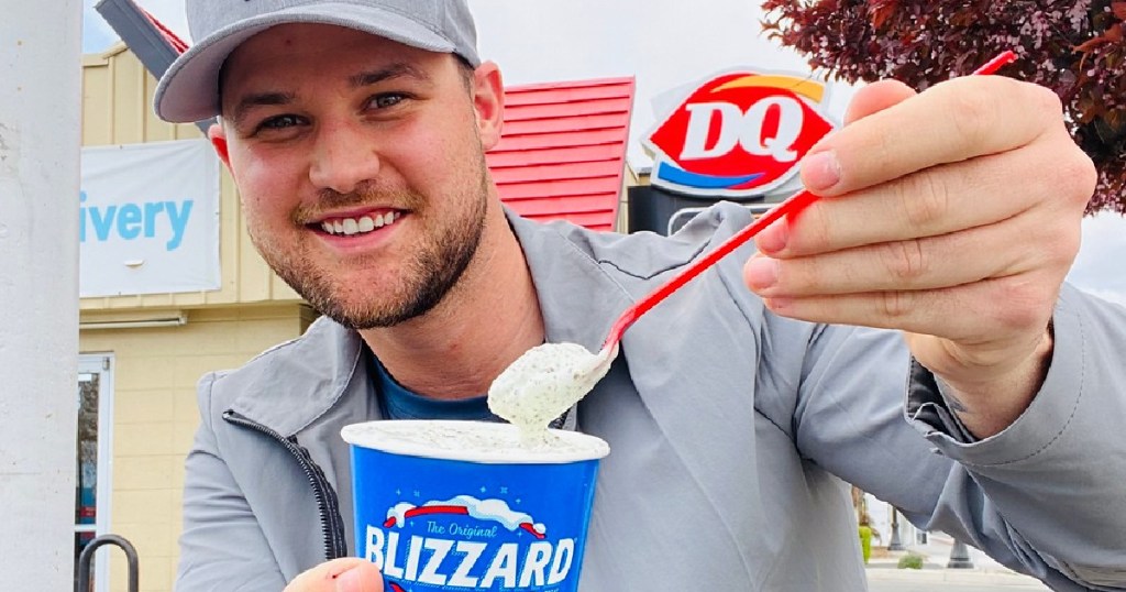 Stetson Eating Blizzard at Dairy Queen