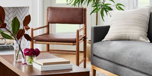 Trendy Faux Leather Wooden Accent Chair Just $137.50 Shipped on Target.com (Regularly $200)