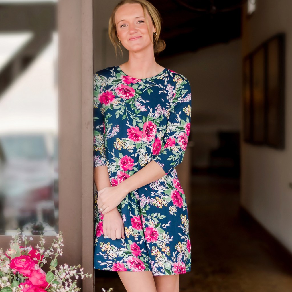 Woman wearing floral dress