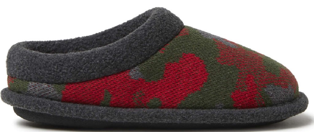 green and red camo slippers