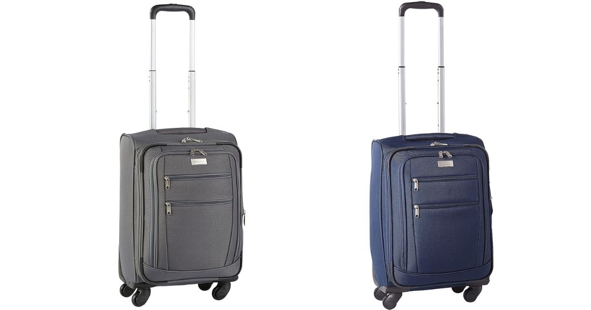 gray and blue luggage