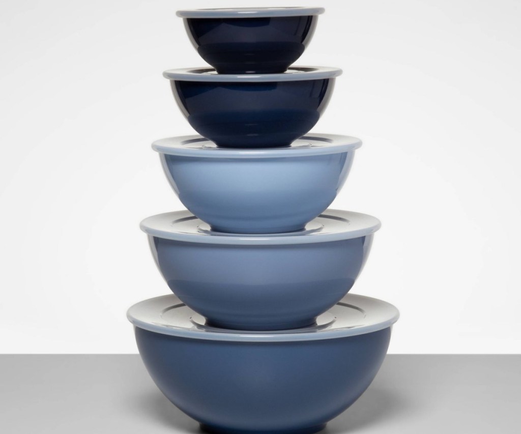 mixing bowl set blue stacked