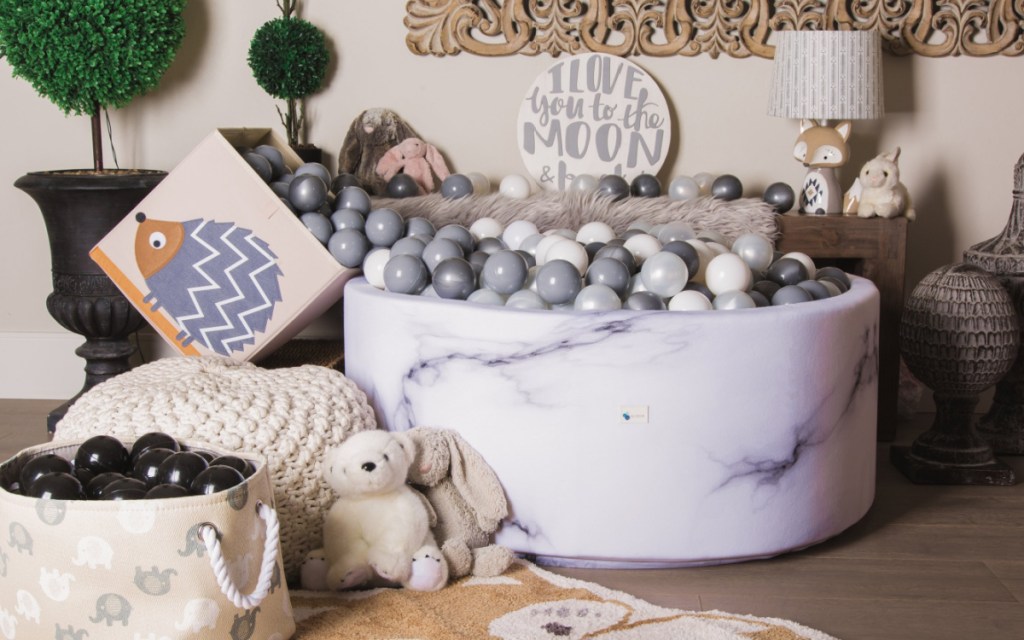 modern marble ball pit with balls in it