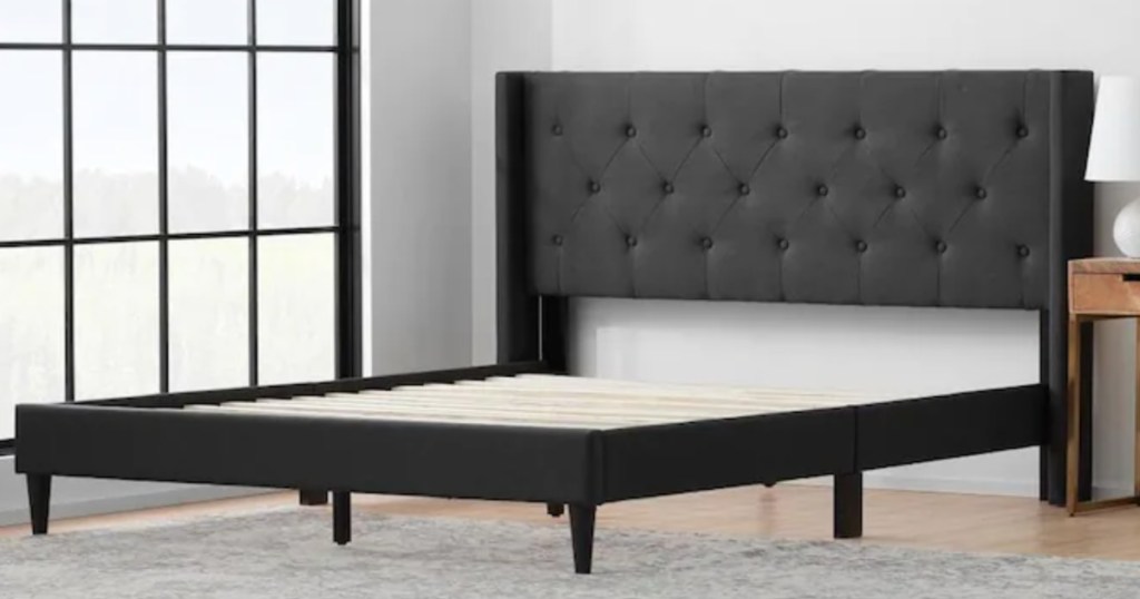 upholstered bed charcoal