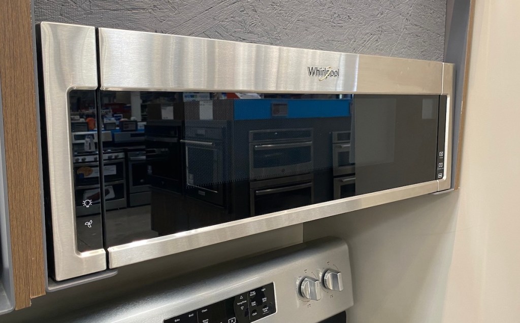 stainless steel whirlpool microwave above oven range