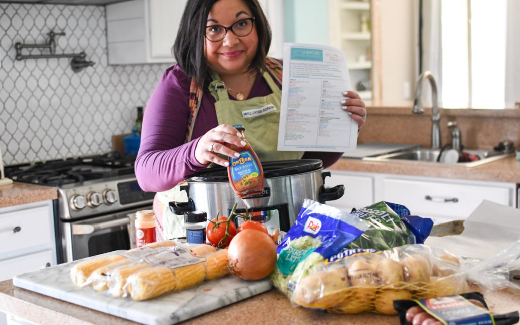 woman with grocery ingredients