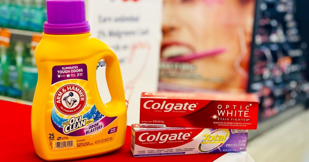 arm & hammer laundry detergent & colgate toothpaste