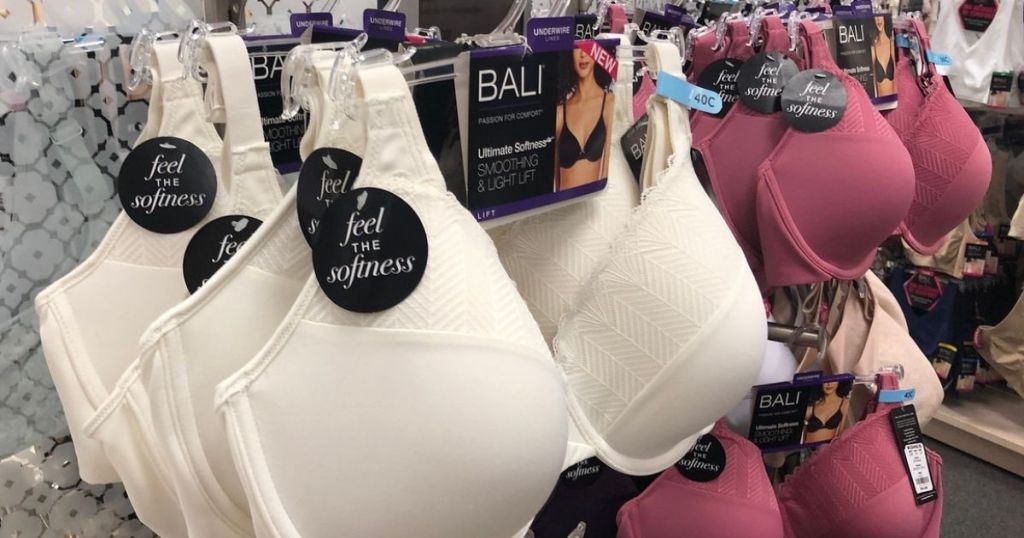 Bali women's bras on rack at store