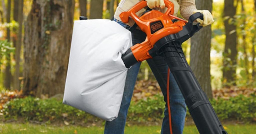 person using Black+Decker Leaf Blower outside