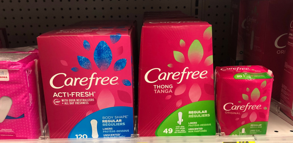 liners on a shelf at Walgreens