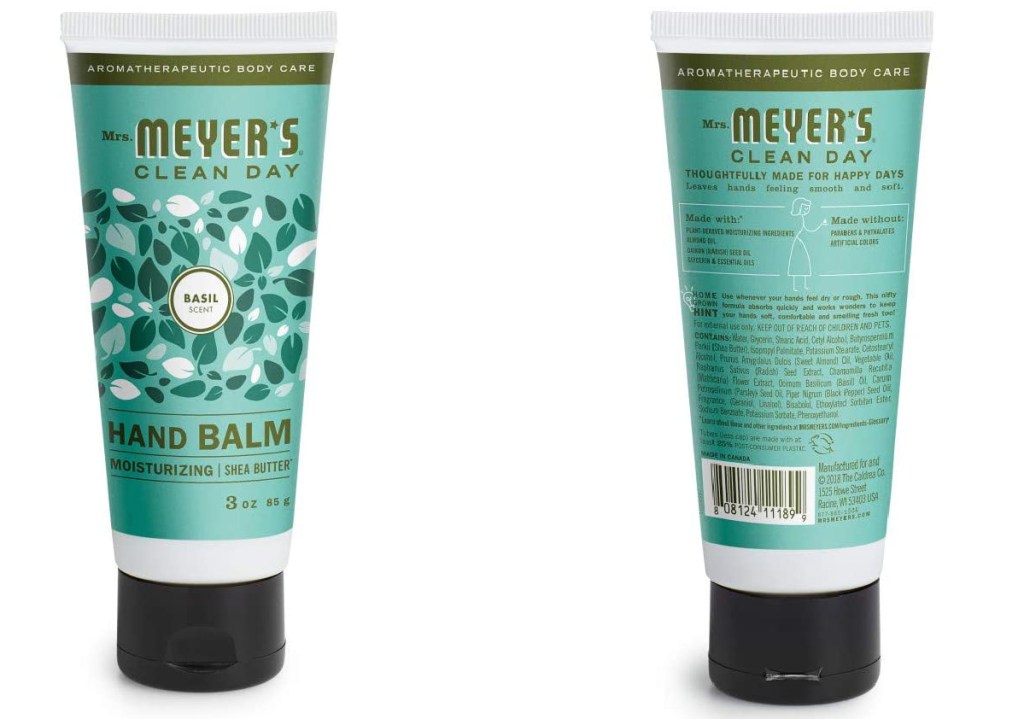 two tubes of hand cream, front and back view
