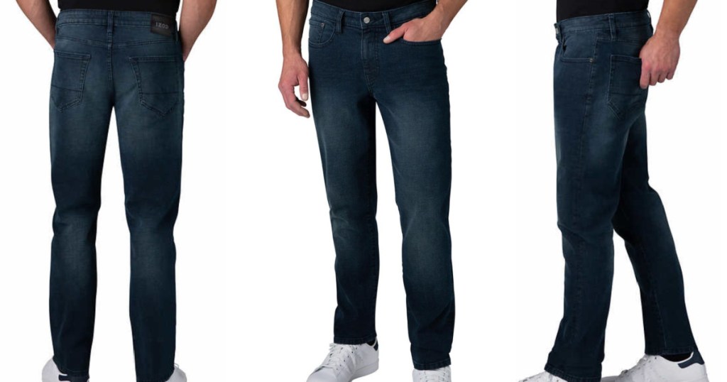 3 men wearing izod jeans