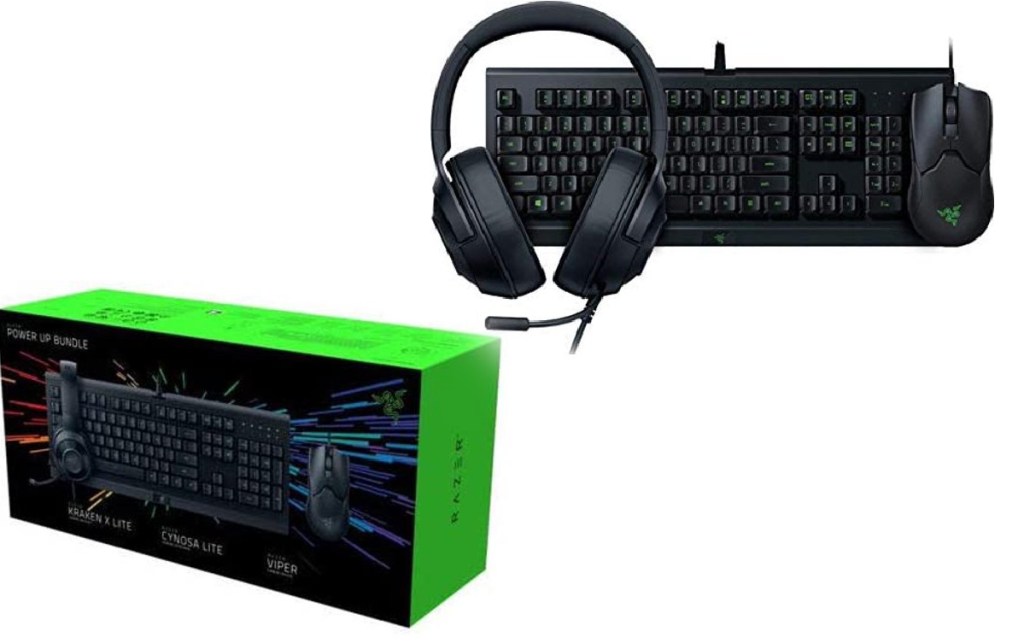 Razer Cynosa Lite Gaming Keyboard + Viper Ambidextrous Wired Gaming Mouse + Kraken X Lite Gaming Headset 
