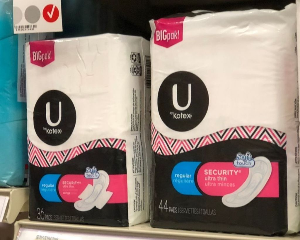 U by Kotex Security Pads on shelf in store