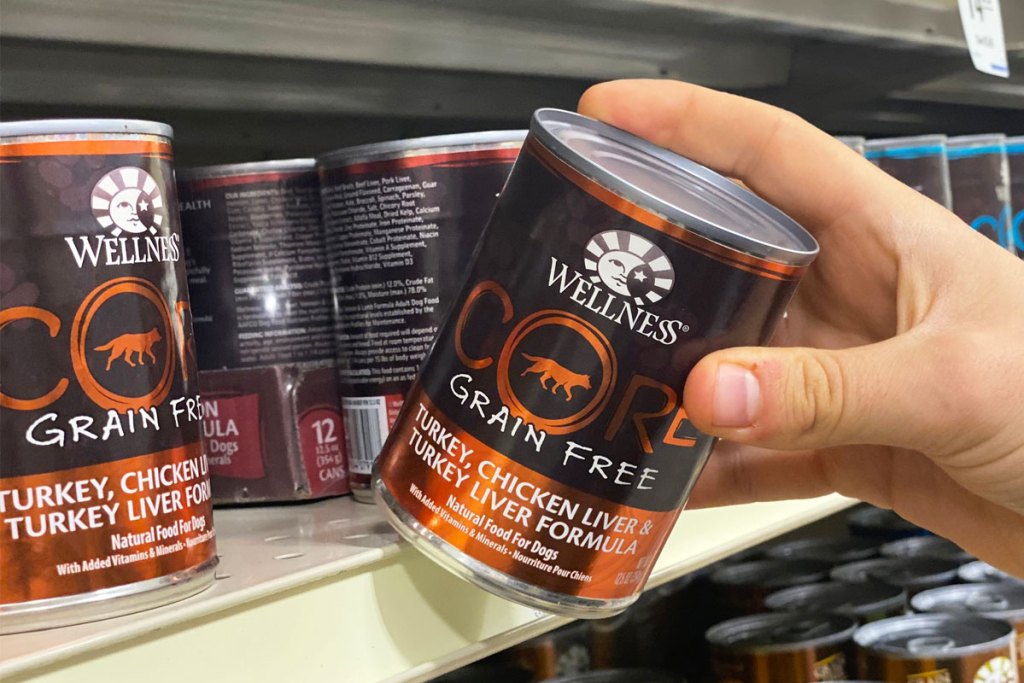 taking wet dog food can off shelf