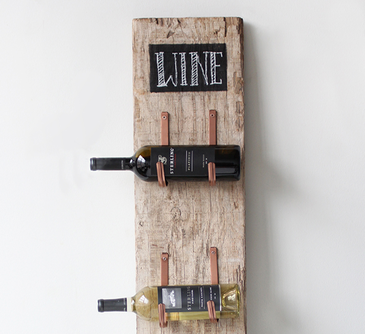 rustic wooden wine holder