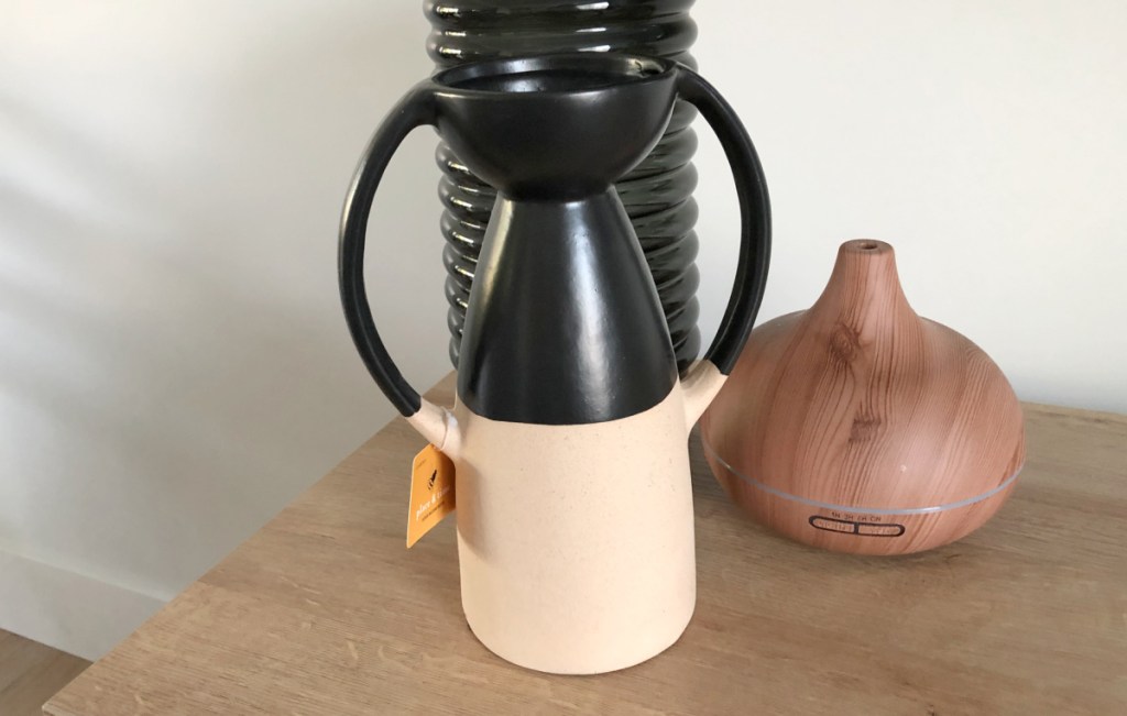 abstract black and tan vase