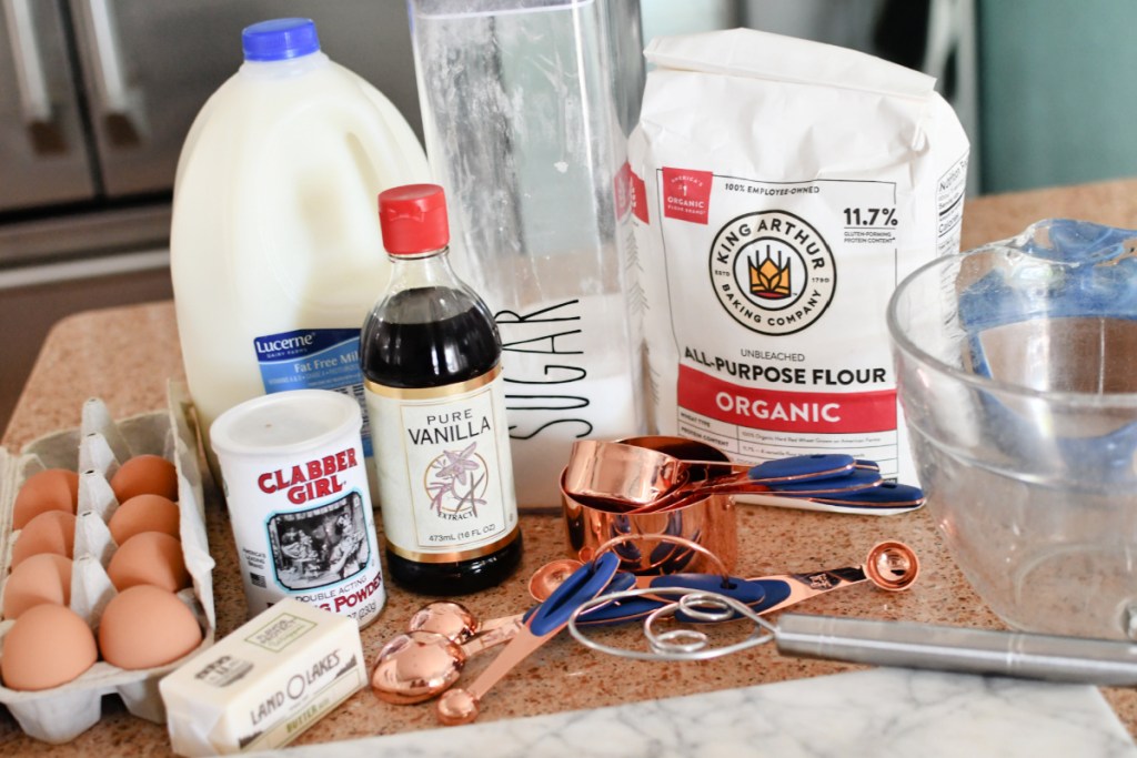 ingredients to make homemade pancakes from scratch