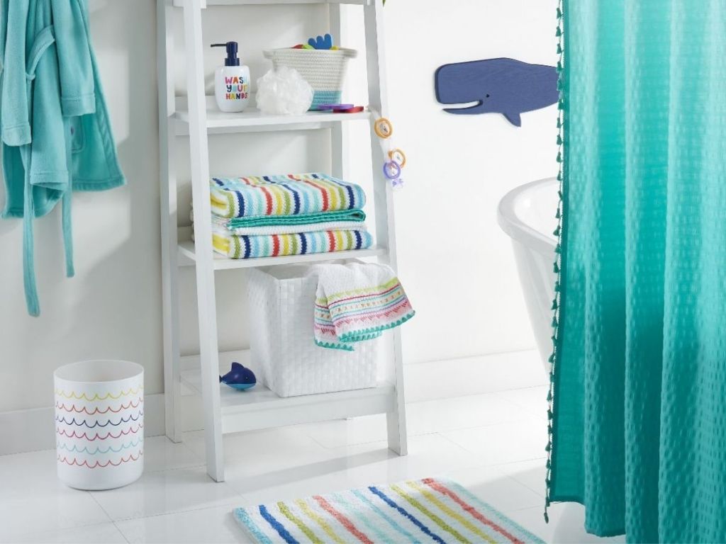 striped theme bathroom items